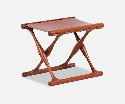 Poul Hundevad “Gold Hill” Teak Folding Stool for Vamdrup Stolefabrik