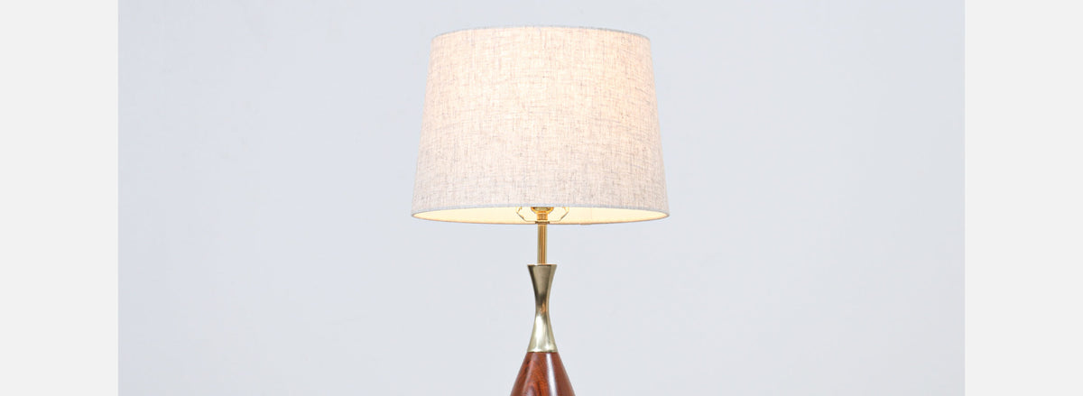 Tony Paul Sculpted Walnut & Brass Table Lamp for Westwood Industries