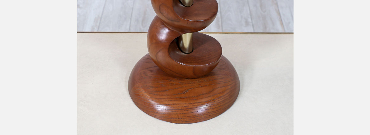 Mid-Century Modern Spiral Wood Table Lamps by Light House Co.