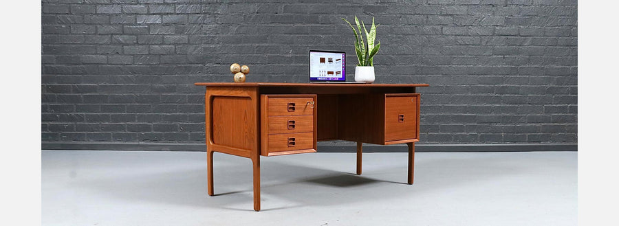 Erik Brouer Executive Teak Desk w/ Bookcase for Brouer Møbelfabrik