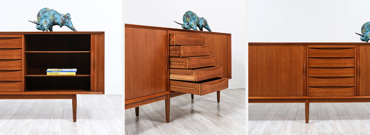 Arne Vodder Tambour-Door Teak Credenza for Sibast Møbler