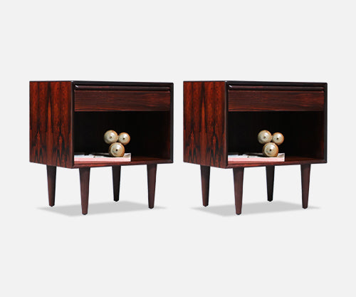 Mid-Century Rosewood Night Stands w/ Bookcase by Westnofa