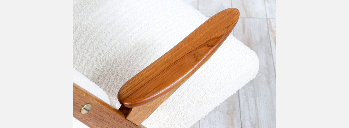 Danish Modern Sculpted Oak & Teak Arm Chair by Arne-Hovmand Olsen