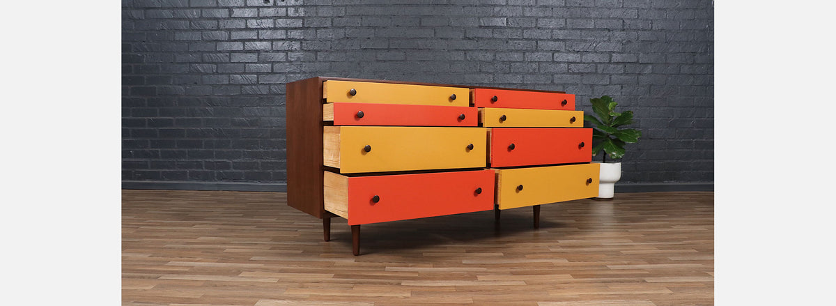 Milo Baughman Multi-Color Lacquered Dresser for Glenn of California. 