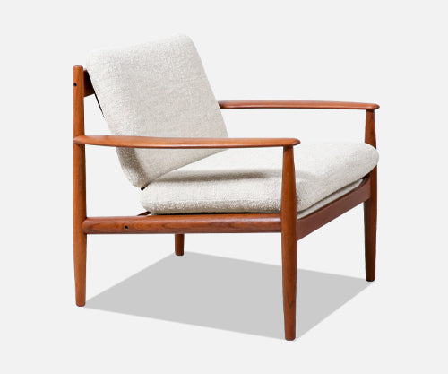 Grete Jalk Model-128 Teak & Boucle Lounge Chair for France & Søn