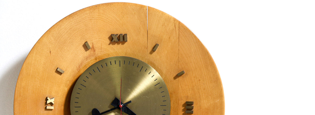 George Nelson Birch & Brass Wall Clock for Howard Miller