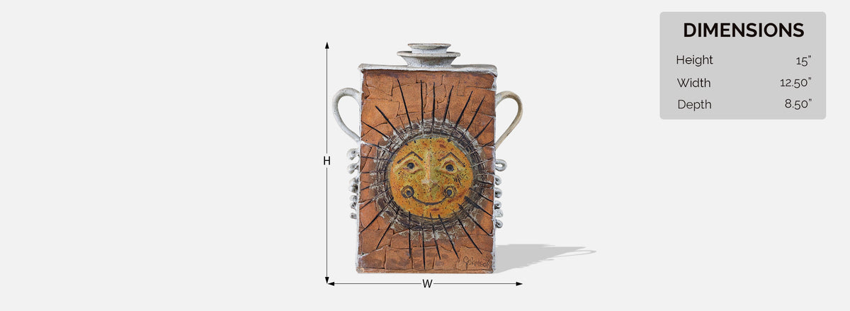 Vintage Studio Ceramic Sun Figure Pottery, Signed Johnson