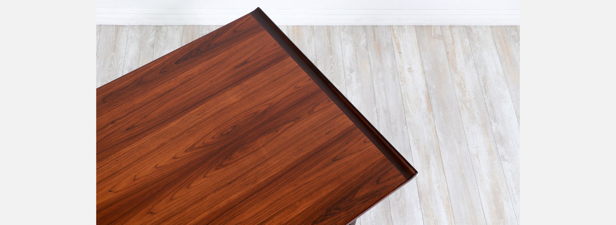 Danish Modern Executive Sculpted Rosewood Desk by H.P. Hansen