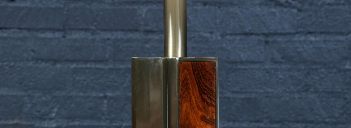 Laurel Sculptural Rosewood & Brass Table Lamp