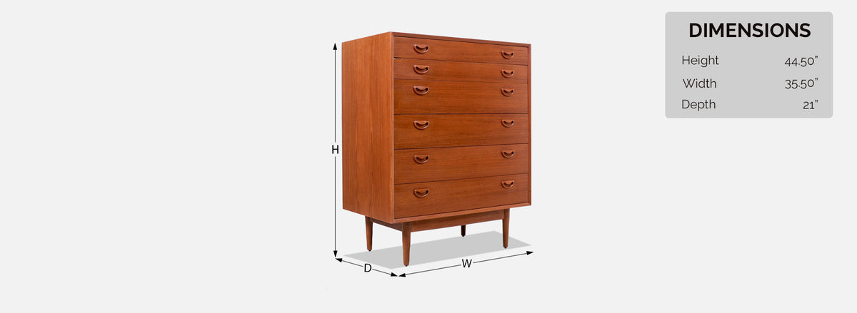 Danish Modern Teak Chest of Drawers Dresser