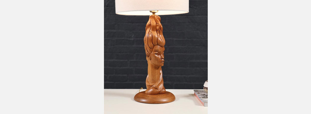 Mid-Century Modern Sculpted Woman Figure Table Lamp by Lighthouse Co.