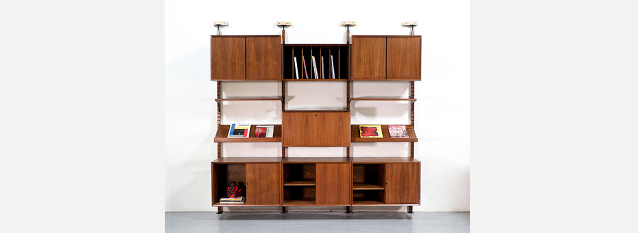 Danish Modern Tension Pole Wall Unit System by Poul Cadovius