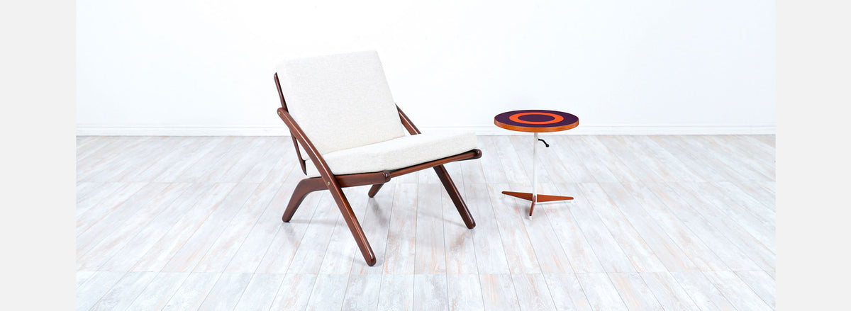 Peter Pepper Products Adjustable Tripod Teak Side Table