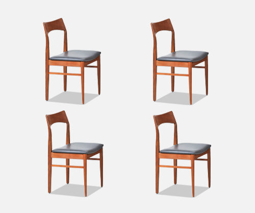 Henning Kjærnulf Teak & Leather Dining Chairs for Vejle Møbler