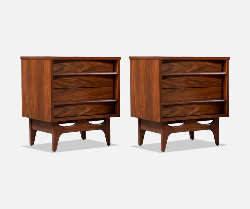 Mid-Century Modern Curved-Front Night Stands by Young Furniture