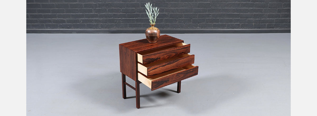 Danish Modern 3-Drawer Rosewood Night Stands