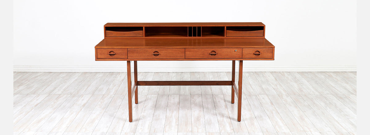Danish Modern Flip-Top Partners Teak Desk by Peter Løvig Nielsen