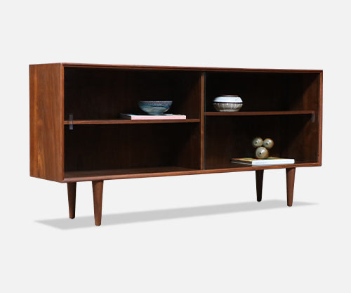 Vintage Mid-Century Walnut & Glass Bookcase