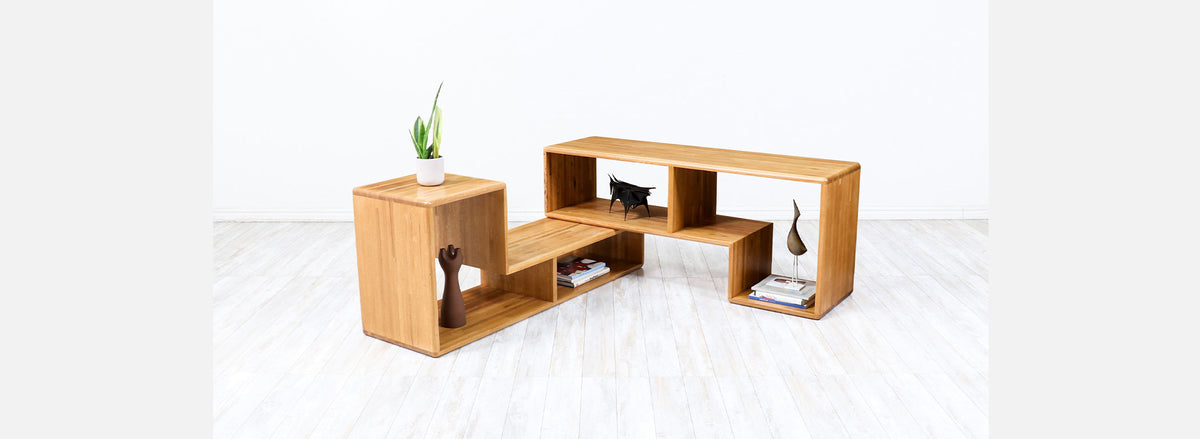 Mid-Century Modern Modular Oak Bookshelves 