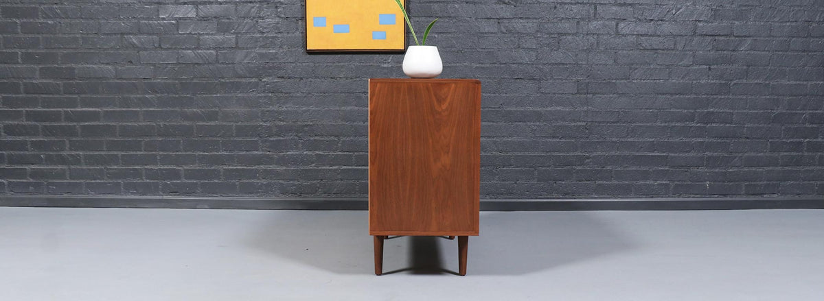 California Modernist Walnut Tambour-Door Credenza by Barzilay