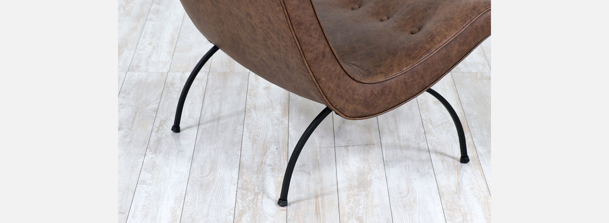Milo Baughman "Scoop" Iron & Leather Lounge Chairs for Thayer Coggin