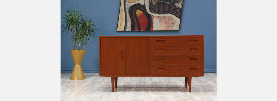 Poul Hundevad Teak Credenza with Bi-Folding Doors
