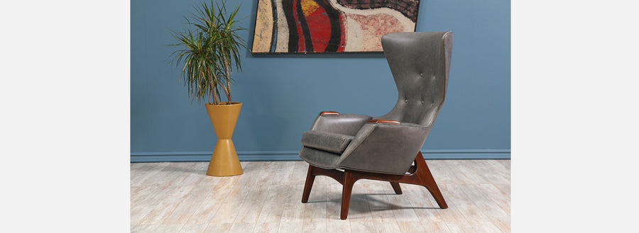Adrian Pearsall Leather Wing High Back Chair for Craft Associates