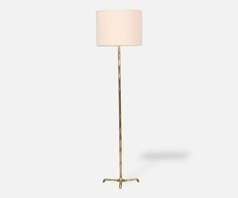 Vintage Faux Bamboo Brass Tri-Leg Floor Lamp
