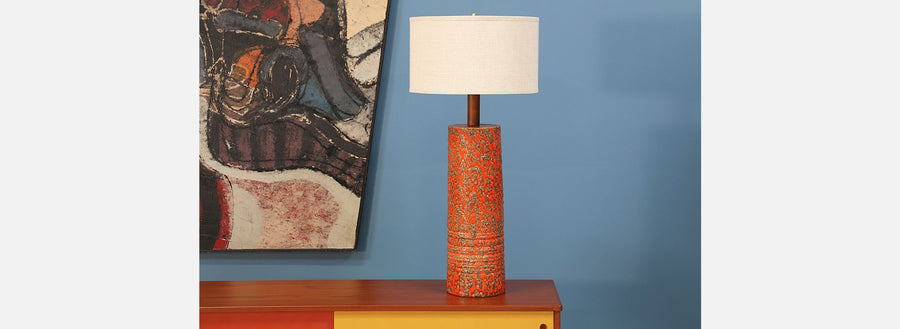 Mid Century Lava-Glazed Ceramic Table Lamp