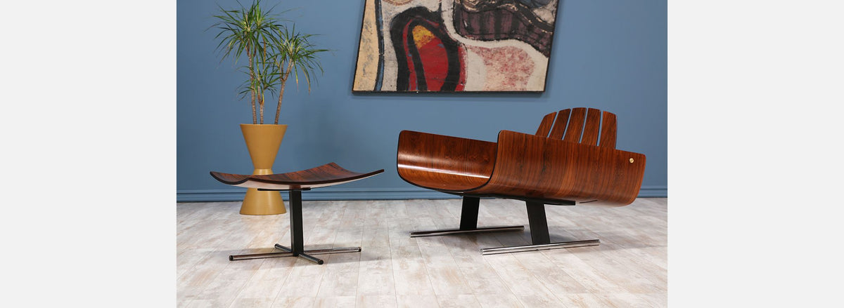Jorge Zalszupin “Presidencial” Rosewood Lounge Chair with Ottoman