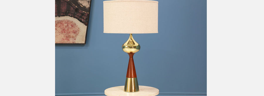 Tony Paul Brass & Walnut Table Lamps for Westwood Industries