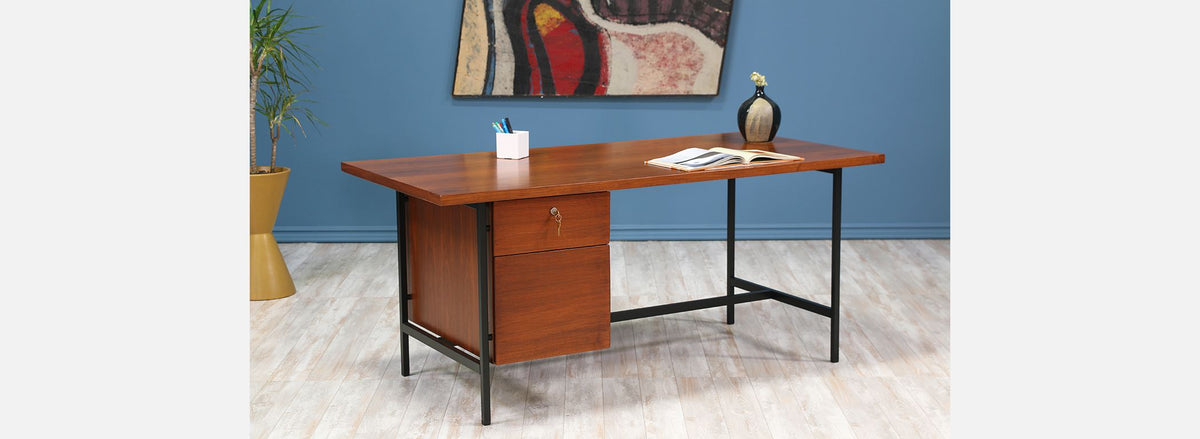 Florence Knoll Executive Walnut Desk