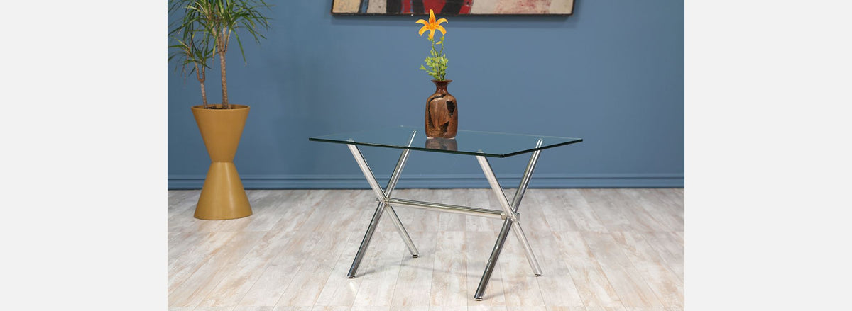 Modern Chrome “X” Base Side Table