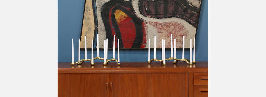 Pair of Mid Century Modern Brutalist Candelabras