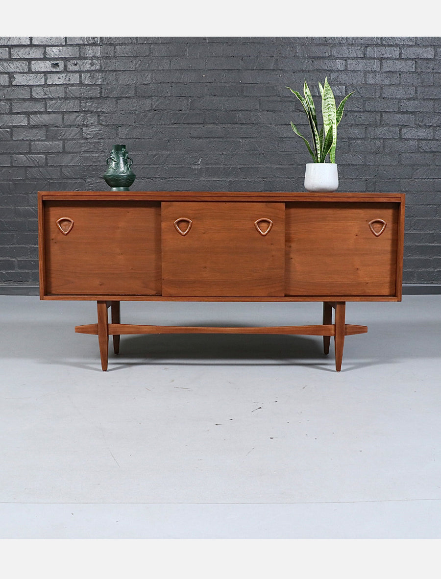 Mid Century Modern Floating Style Walnut Credenza
