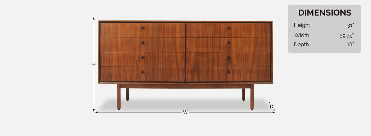 Milo Baughman 8-Drawer Dresser for Arch Gordon