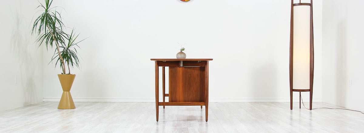 Mid-Century Modern Executive Desk with Drop Leaf