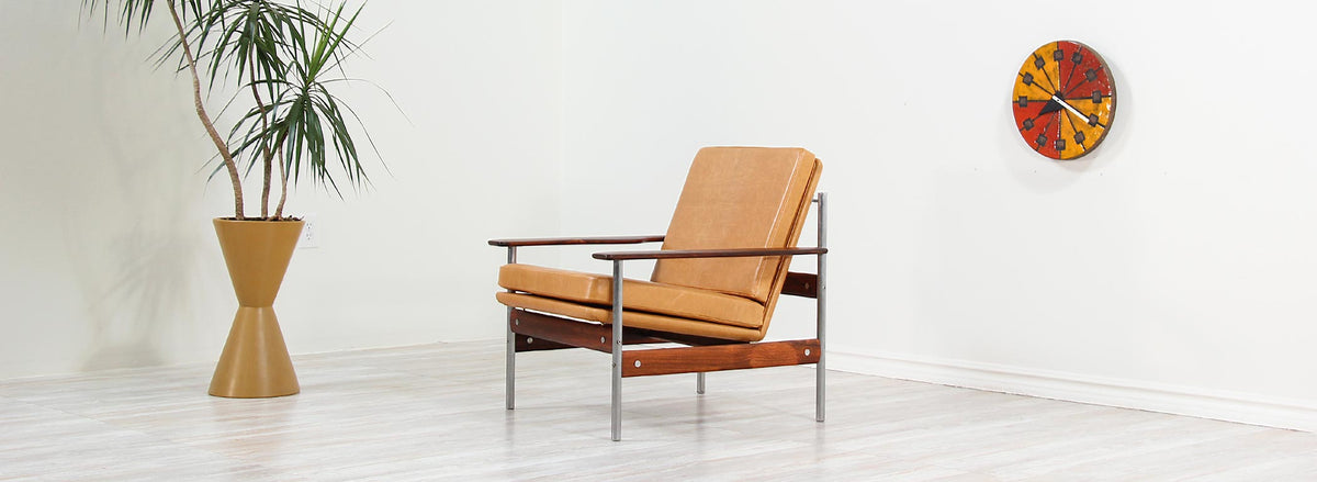 Sven Ivar Dysthe Rosewood & Leather Lounge Chair for Dokka Möbler