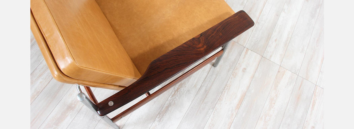Sven Ivar Dysthe Rosewood & Leather Lounge Chair for Dokka Möbler