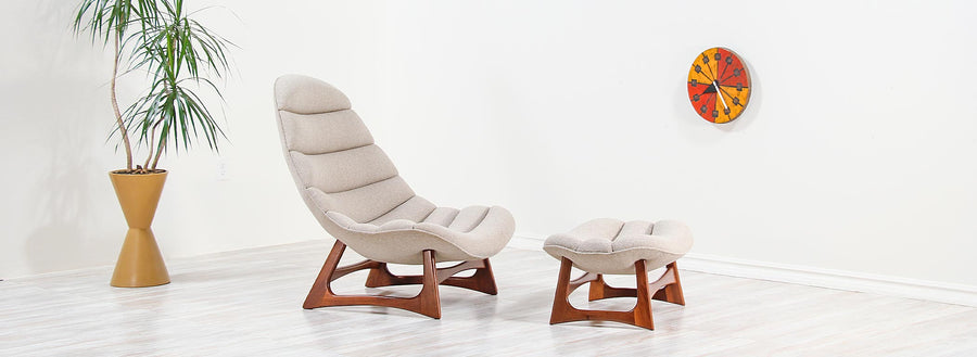 Adrian Pearsall Channel Tufted Lounge Chair with Ottoman for Craft Associates