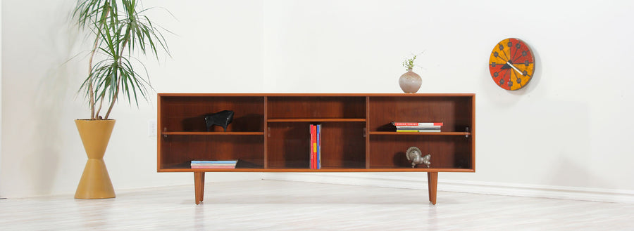 Danish Modern Teak & Glass Bookcase by H.P. Hansen