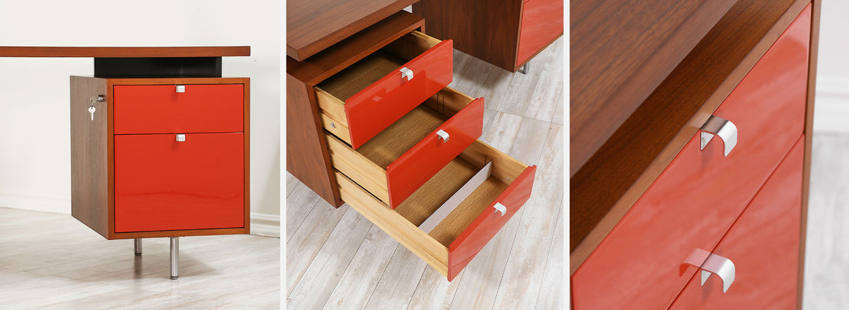 George Nelson Two-Tone Lacquer & Walnut Executive Desk for Herman Miller