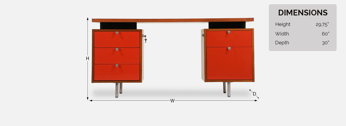 George Nelson Two-Tone Lacquer & Walnut Executive Desk for Herman Miller