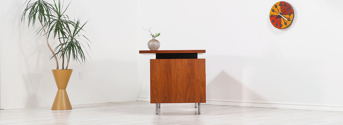 George Nelson Two-Tone Lacquer & Walnut Executive Desk for Herman Miller