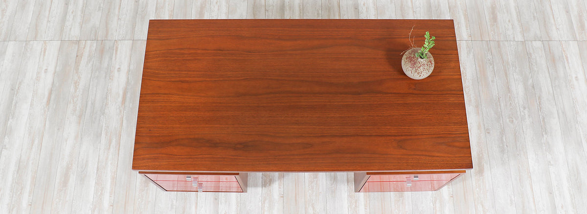 George Nelson Two-Tone Lacquer & Walnut Executive Desk for Herman Miller