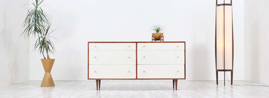 Milo Baughman Two-Tone Lacquered & Walnut Dresser for Glenn of California 2