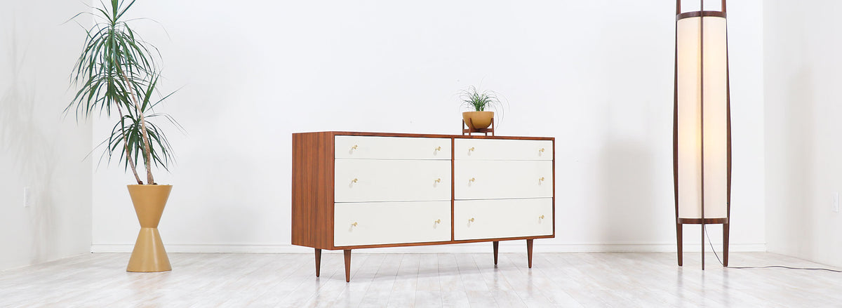 Milo Baughman Two-Tone Lacquered & Walnut Dresser for Glenn of California 2