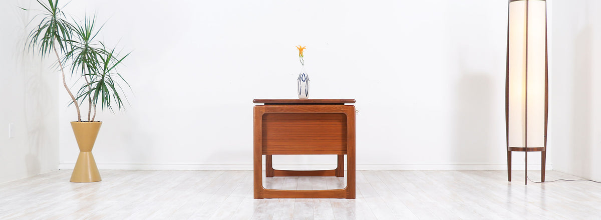 Danish Modern Floating-Top Teak Desk with Bookshelf by Dyrlund