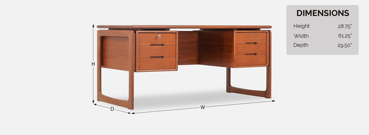 Danish Modern Floating-Top Teak Desk with Bookshelf by Dyrlund