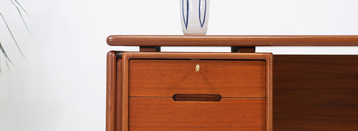 Danish Modern Floating-Top Teak Desk with Bookshelf by Dyrlund